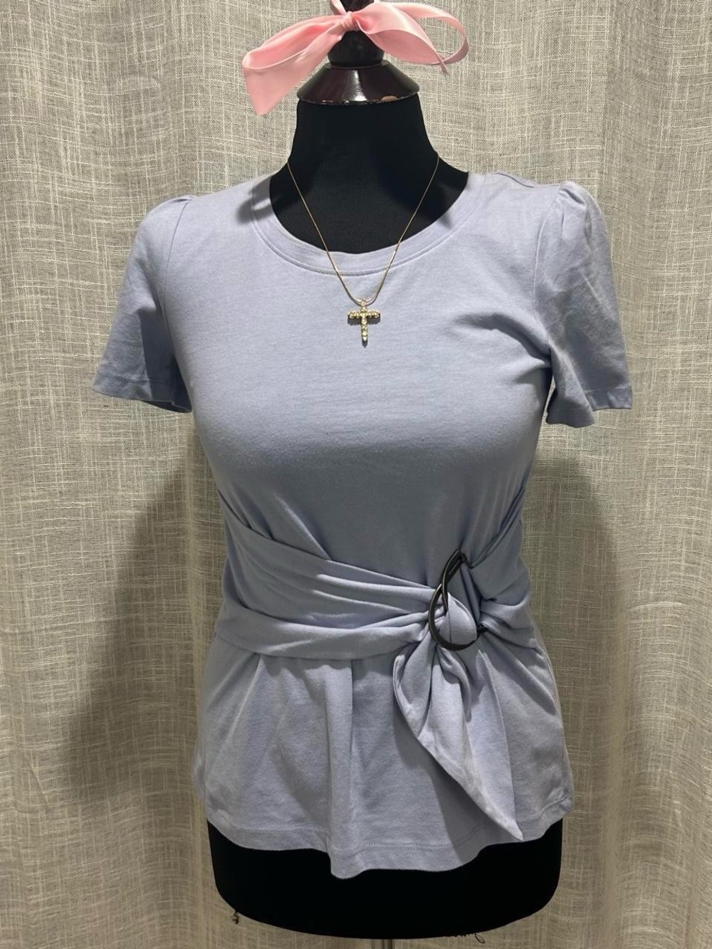 Soft Lavender Side-Tie Puff Sleeve Top